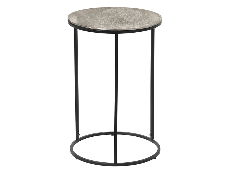 Beistelltisch PATTY rund Metall in Schwarz Silber, Höhe 61cm