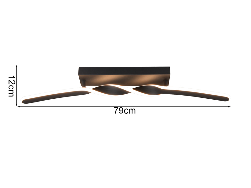 Lange LED Deckenleuchte GINKO Metall Schwarz, Breite 79cm