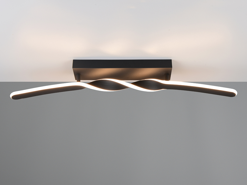 Lange LED Deckenleuchte GINKO Metall Schwarz, Breite 79cm