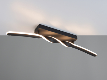 Lange LED Deckenleuchte GINKO Metall Schwarz, Breite 79cm