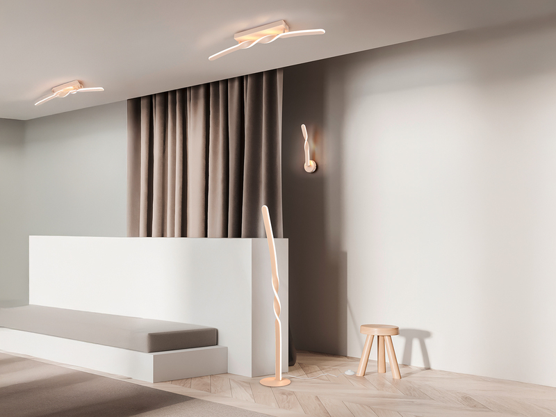 Lange LED Deckenleuchte GINKO Metall Beige, Breite 79cm