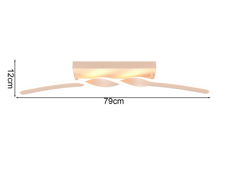 Lange LED Deckenleuchte GINKO Metall Beige, Breite 79cm
