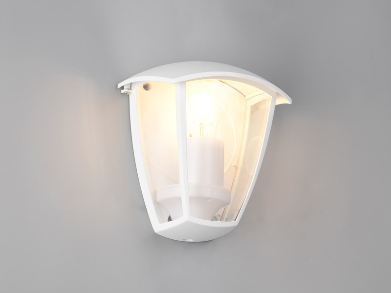 LED Außenwandleuchte Halbschale im Landhausstil Weiß, Höhe 20cm