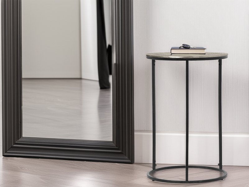 Beistelltische 2er Set rund Metall in Schwarz Silber, Höhe 46 und 61cm