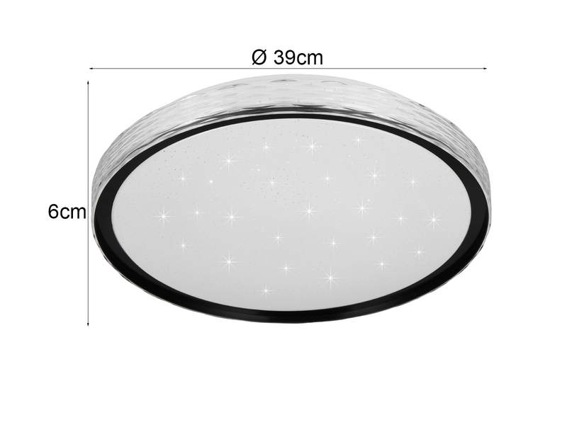 LED Deckenleuchte VARDA mit Fernbedienung Metall Schwarz, Ø 39cm