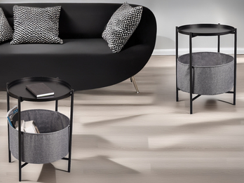 Couchtisch 2er Set aus Metall mit Stoff Korb Höhe 61cm