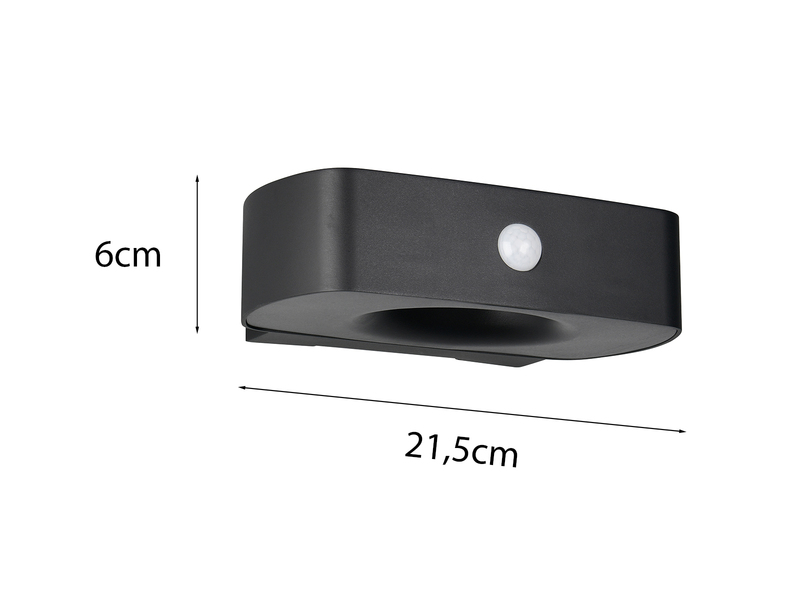 Solar Außenwandleuchte BILBAO auch per USB aufladbar mit Bewegungsmelder B: 21cm