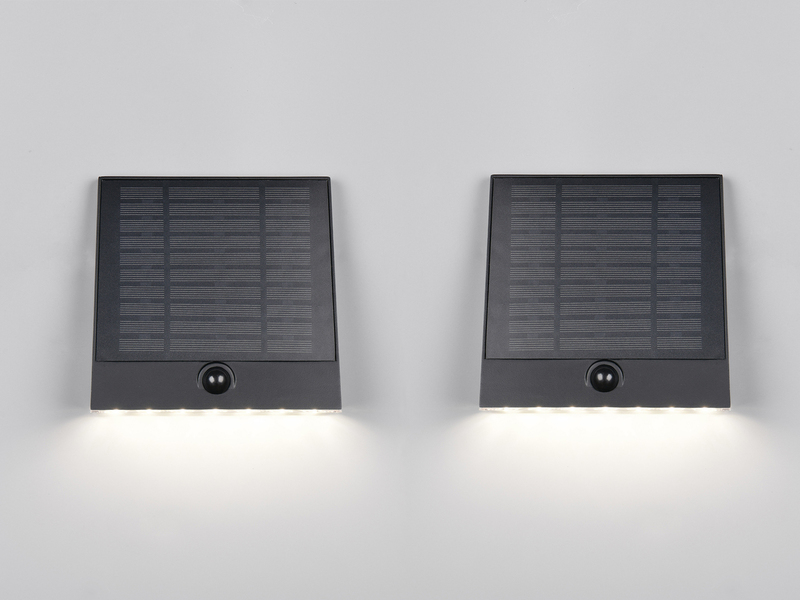 2er SET Solar Außenwandleuchten auch per USB aufladbar mit Bewegungsmelder