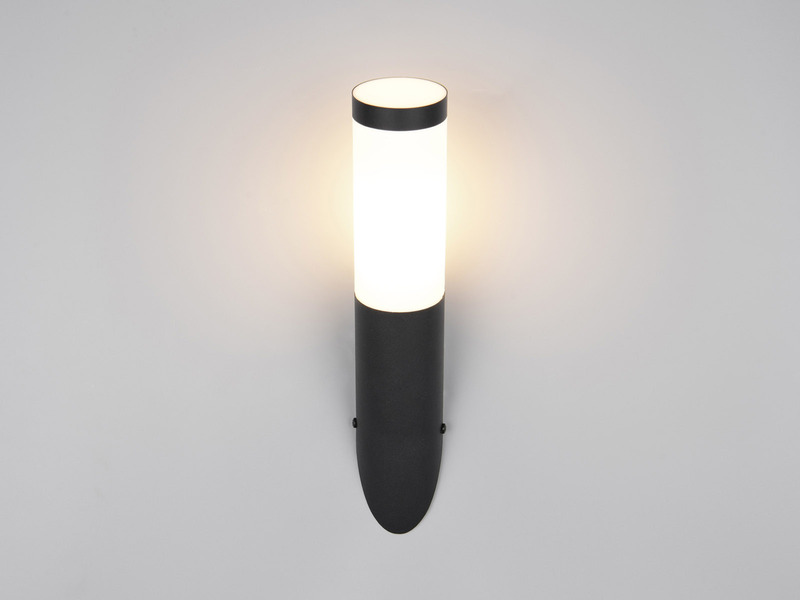 Moderne Außenwandleuchte TRIOTO aus Edelstahl in Schwarz, Höhe 39cm