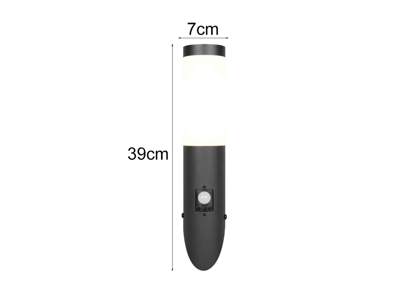 Moderne Außenwandleuchte TRIOTO mit Bewegungsmelder Schwarz, Höhe 39cm