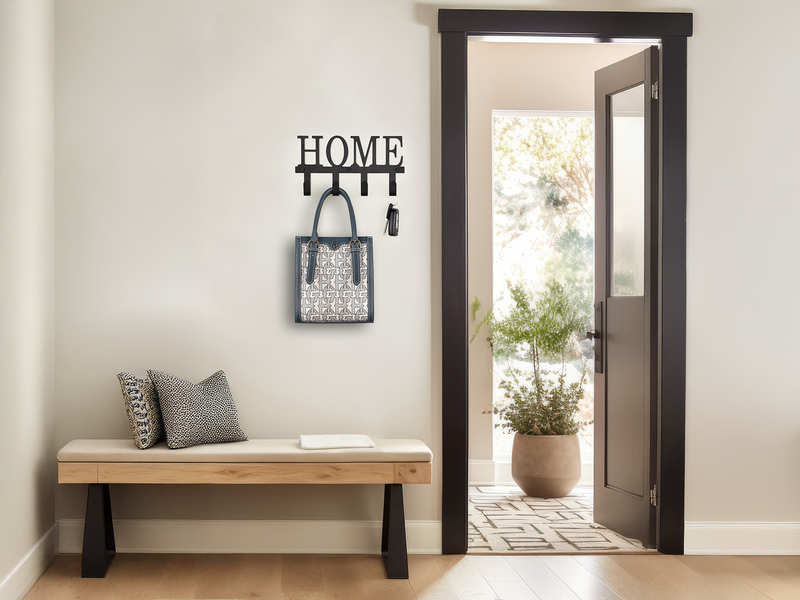 Wandgarderobe NELLY Metall Schwarz - Garderobenleiste Breite 25cm