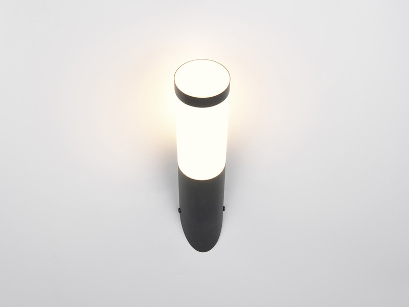 Moderne LED Außenwandleuchte aus Edelstahl in Schwarz, Höhe 39cm