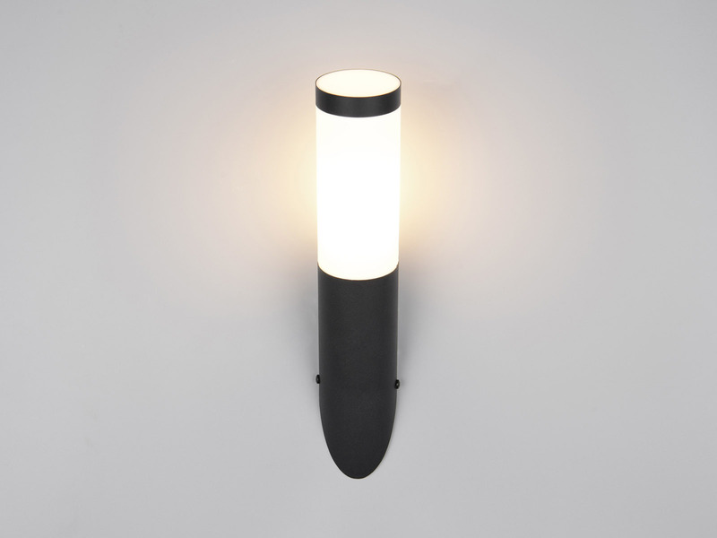 Moderne LED Außenwandleuchte aus Edelstahl in Schwarz, Höhe 39cm