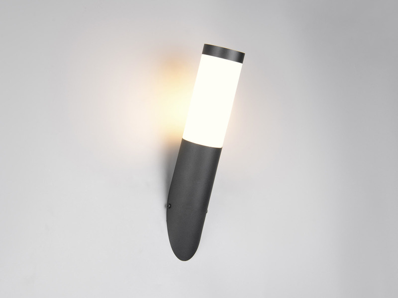Moderne LED Außenwandleuchte aus Edelstahl in Schwarz, Höhe 39cm