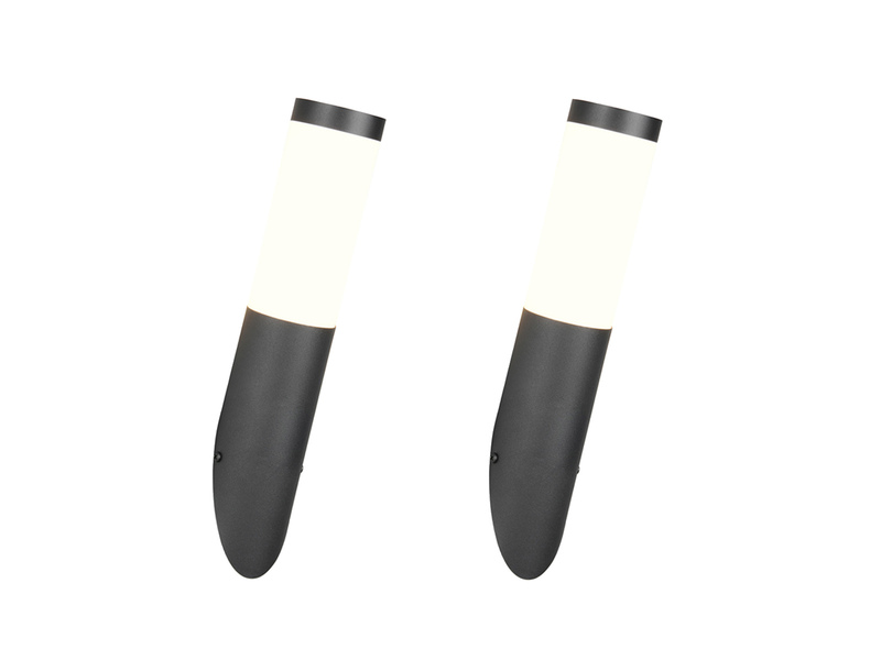 2er Set moderne LED Außenwandleuchten aus Edelstahl in Schwarz, Höhe 39cm