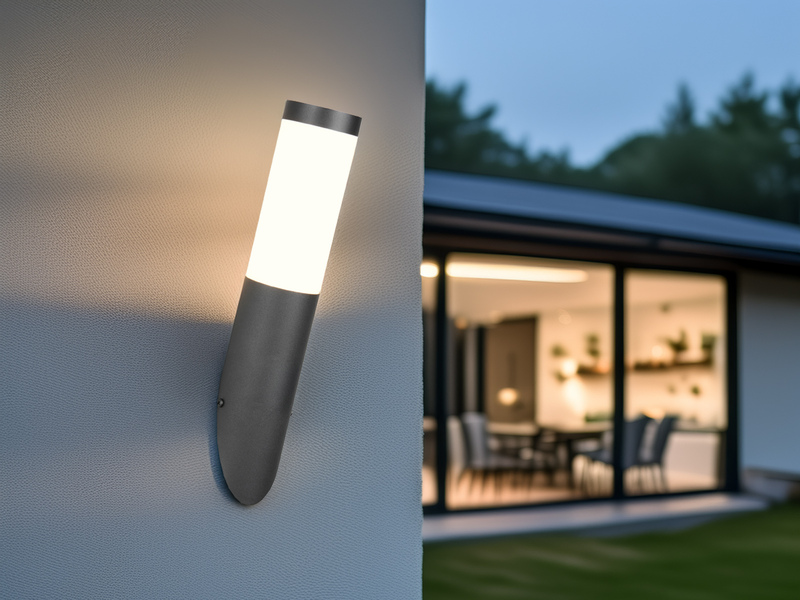 2er Set moderne LED Außenwandleuchten aus Edelstahl in Schwarz, Höhe 39cm