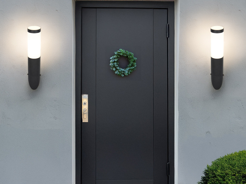 2er Set moderne LED Außenwandleuchten aus Edelstahl in Schwarz, Höhe 39cm
