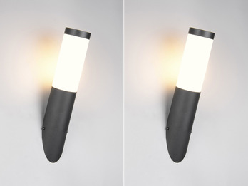 2er Set moderne LED Außenwandleuchten aus Edelstahl in Schwarz, Höhe 39cm