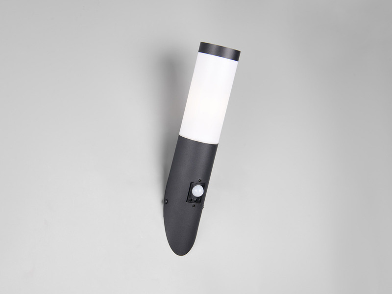Moderne LED Außenwandleuchte mit Bewegungsmelder Schwarz, Höhe 39cm