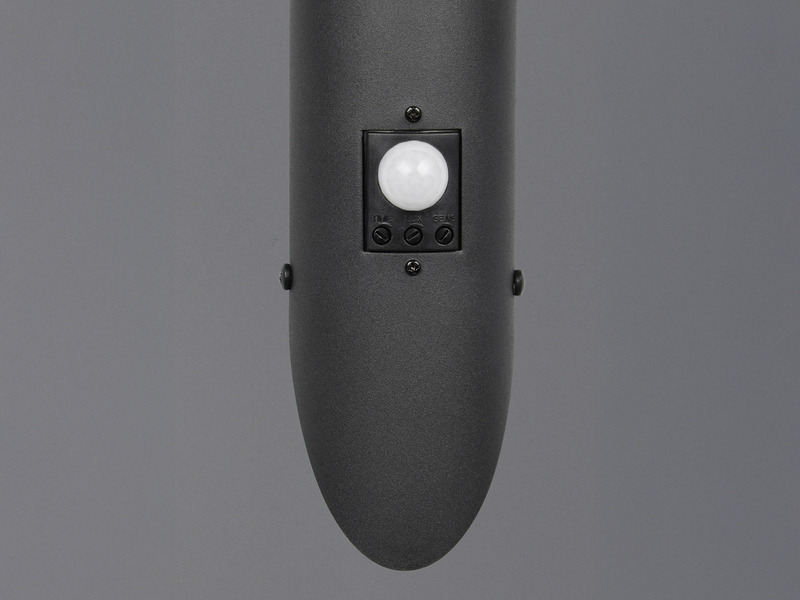 Moderne LED Außenwandleuchte mit Bewegungsmelder Schwarz, Höhe 39cm