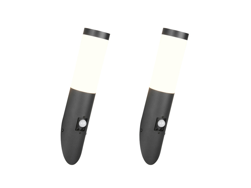 2er Set LED Außenwandleuchten mit Bewegungsmelder Schwarz, Höhe 39cm