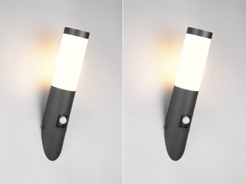 2er Set LED Außenwandleuchten mit Bewegungsmelder Schwarz, Höhe 39cm
