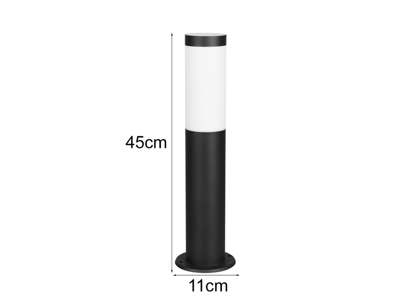 2er Set moderne LED Sockelleuchten aus Edelstahl in Schwarz, Höhe 45cm