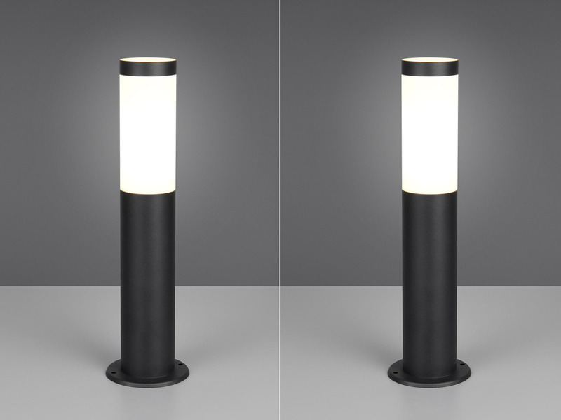2er Set moderne LED Sockelleuchten aus Edelstahl in Schwarz, Höhe 45cm