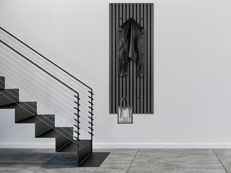 Akustikpaneel Garderobe GWEN in Eiche-Schwarz, Höhe 125cm
