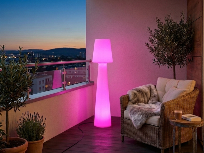 LED Außenstehleuchte mit Fernbedienung & RGBW Farbwechsel, Höhe 110cm