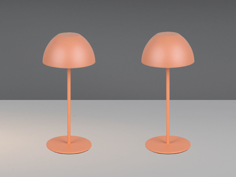 2er SET Akku LED Tischleuchten kabellos für Innen & Außen, Apricot - 20cm klein