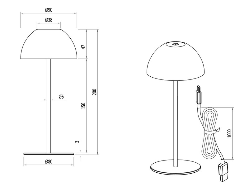 2er SET Akku LED Tischleuchten kabellos für Innen & Außen, Apricot - 20cm klein