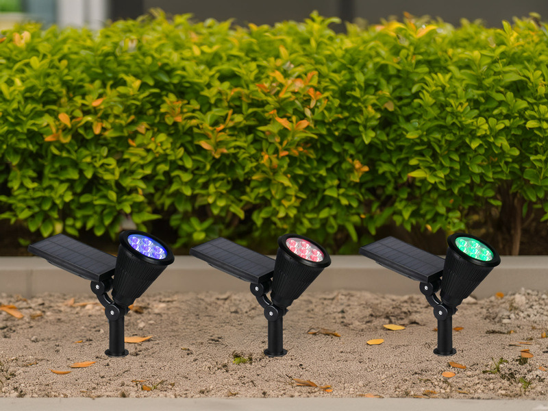 2er Set Solar Deko Gartenstrahler schwenkbar mit RGB Farbwechsel