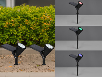2er Set Solar Deko Gartenstrahler schwenkbar mit RGB Farbwechsel 2er Set Solar Deko Gartenstrahler schwenkbar mit RGB Farbwechsel