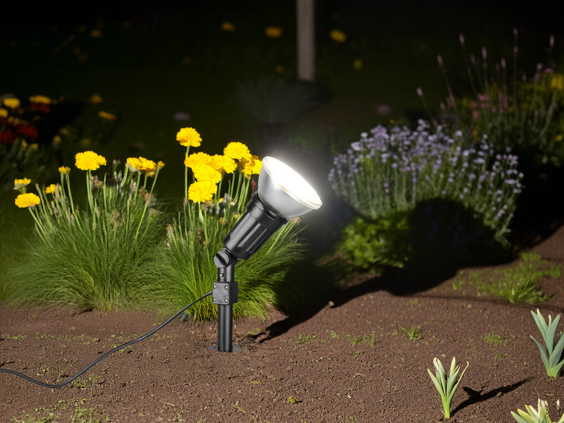 2er Set Schwenkbare Gartenstrahler mit Erdspieß & 2 Meter Anschlusskabel, H:51cm