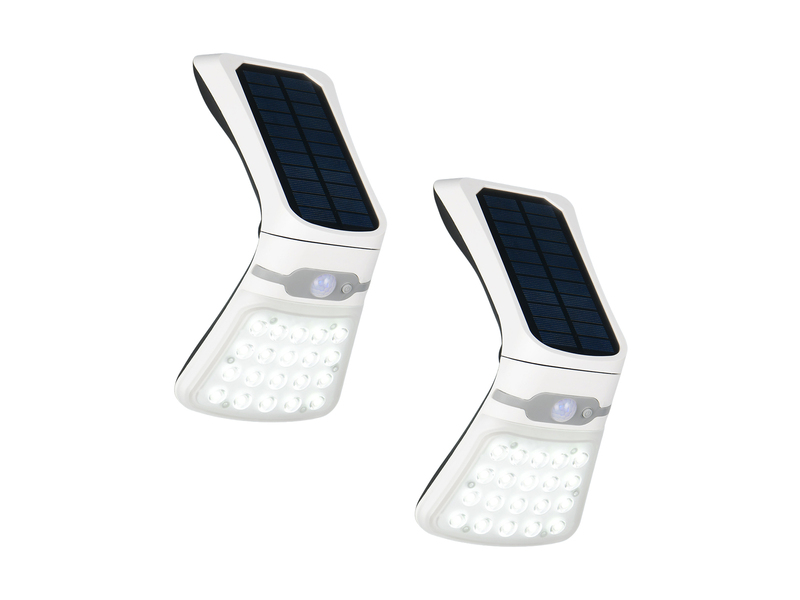 2er SET Solar Wandleuchten mit Bewegungsmelder & dezentem Dauerlicht