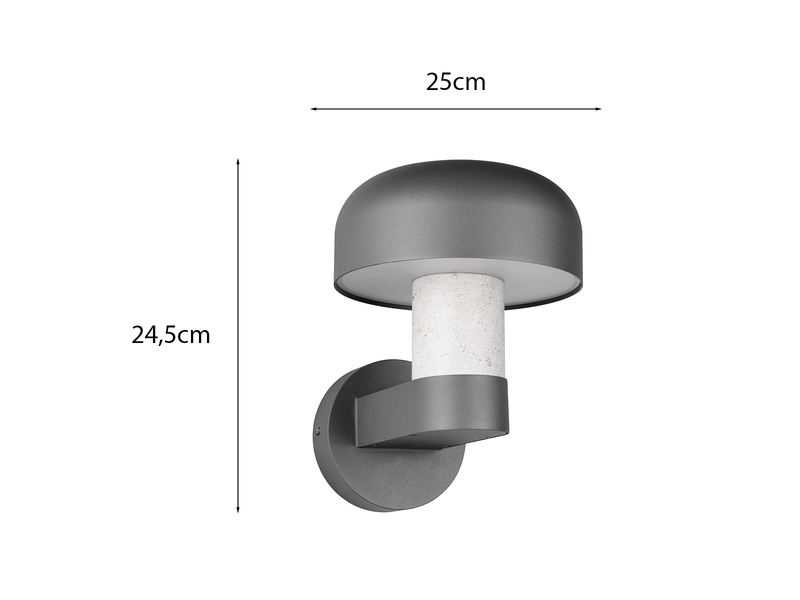 Moderne Außenwandleuchte FRASER Anthrazit & Betonoptik, Höhe 24cm