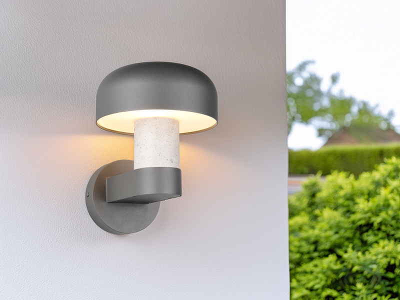 Moderne Außenwandleuchte FRASER Anthrazit & Betonoptik, Höhe 24cm