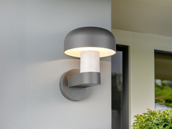 Moderne Außenwandleuchte FRASER Anthrazit & Betonoptik, Höhe 24cm