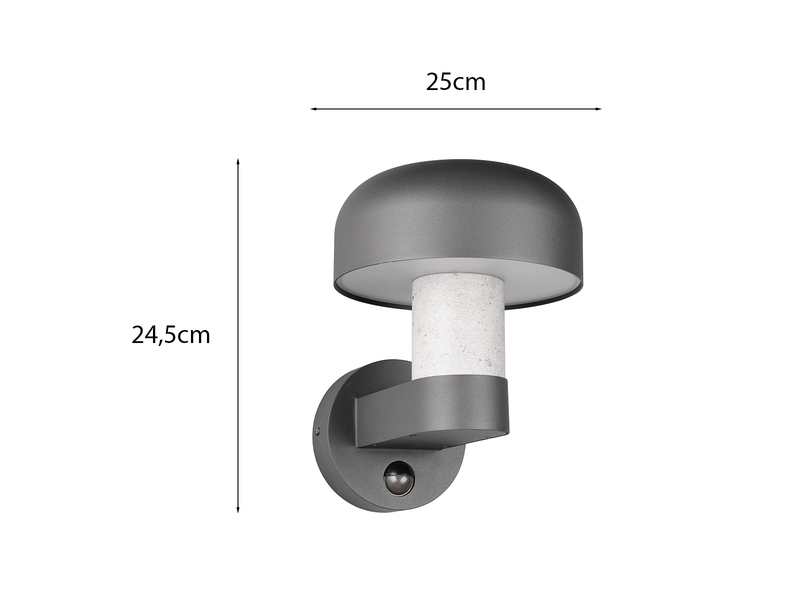 Außenwandleuchte FRASER Betonoptik mit Bewegungsmelder, H: 24cm