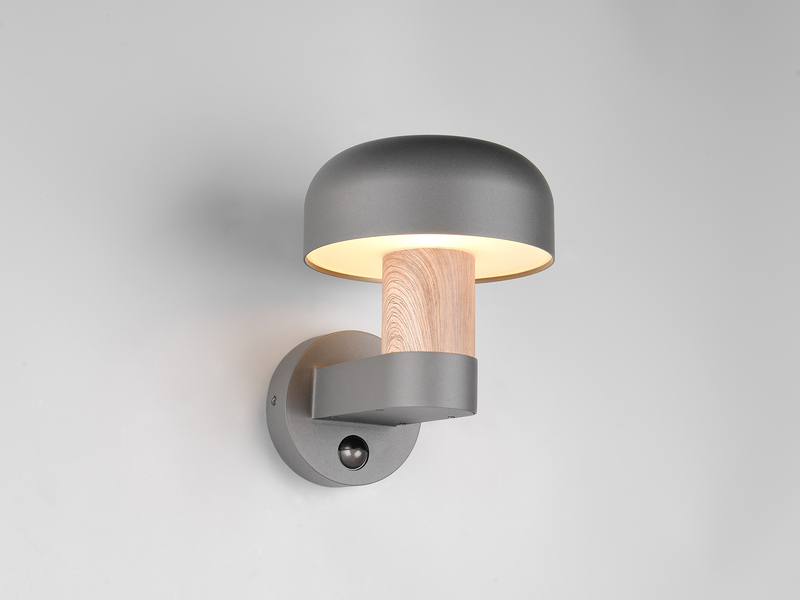 Außenwandleuchte FRASER Holzoptik mit Bewegungsmelder, H: 24cm