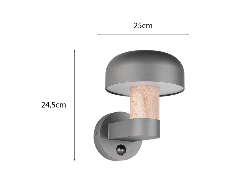 Außenwandleuchte FRASER Holzoptik mit Bewegungsmelder, H: 24cm
