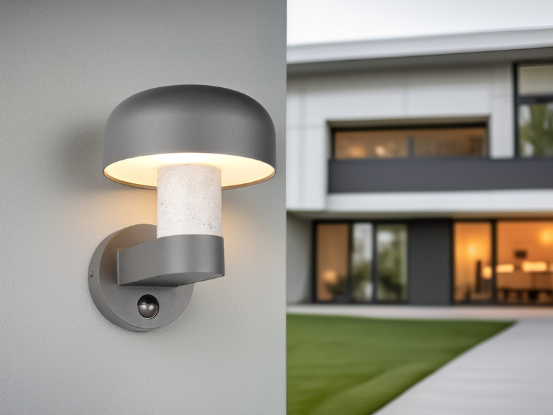 LED Außenwandleuchte Betonoptik mit Bewegungsmelder, Höhe 24cm