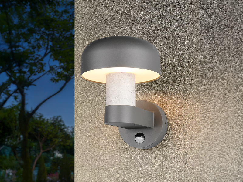 LED Außenwandleuchte Betonoptik mit Bewegungsmelder, Höhe 24cm