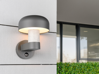 LED Außenwandleuchte Betonoptik mit Bewegungsmelder, Höhe 24cm