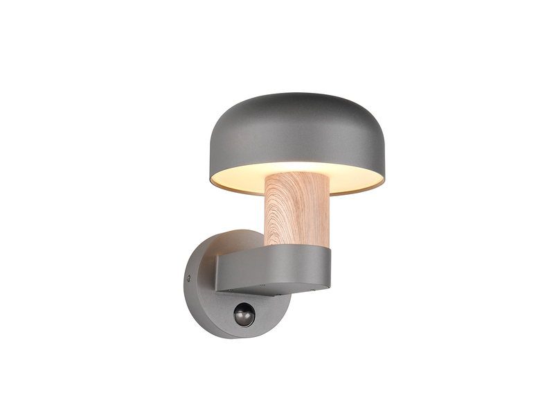 LED Außenwandleuchte Holzoptik mit Bewegungsmelder, Höhe 24cm
