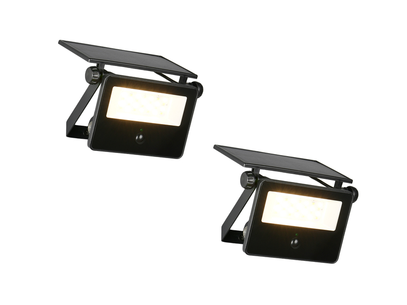 2er SET Solarstrahler außen mit Bewegungsmelder, Breite 14cm