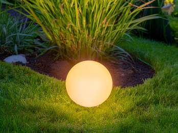 LED Solarkugel Garten mit Erdspieß & RGB Farbwechsel über Touch, Ø 30cm