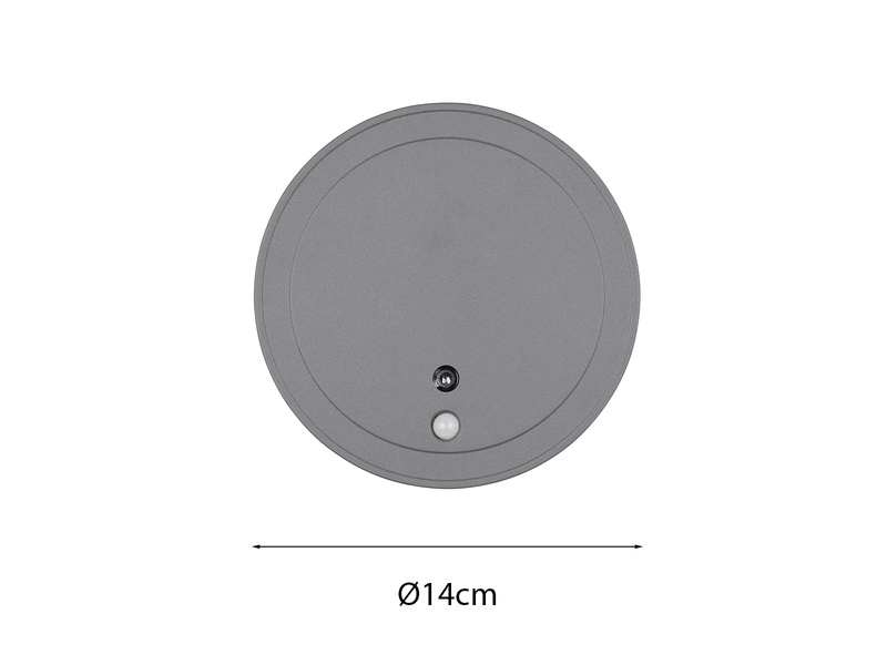 Akku Außenwandleuchte FORTALEZA mit Bewegungsmelder USB aufladbar Ø 14cm