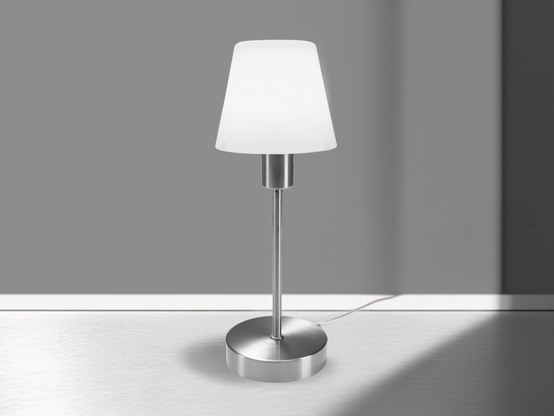 Tischlampe MATHA touch dimmbar mit Glasschirm Weiß & E14 LED, Höhe 32cm